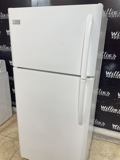 [96824] Frigidaire Used Refrigerator Top and Bottom 30x65 1/2” (White) 