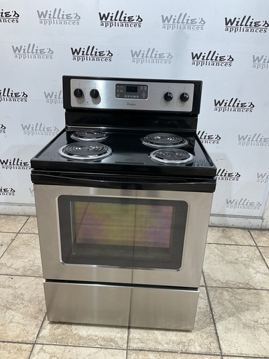 [96931] Whirlpool Used Electric Stove 220volts (40/50 AMP) 30inches {no cord} (Stainless Steel) 