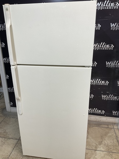 [97166] Ge Used Refrigerator Top and Bottom 28x64 1/2” (Bisque) 