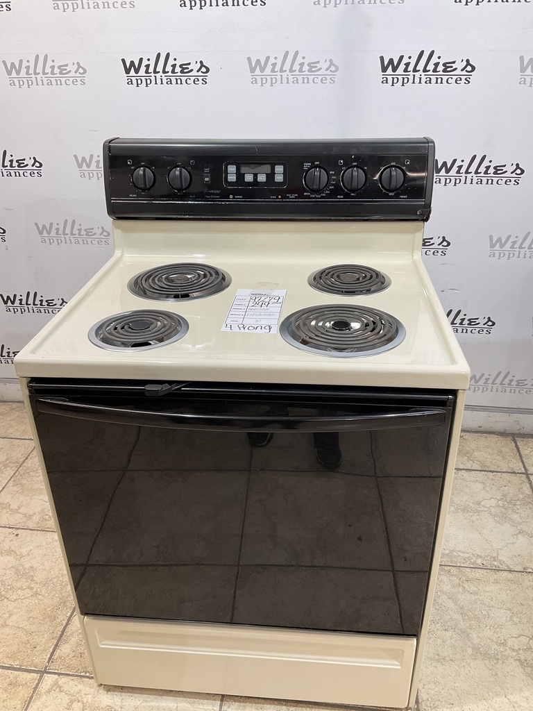Amana Used Electric Stove 220volts (40/50 AMP) 30inches {4 prong} (Bisque/Black)