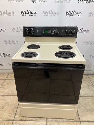 [97189] Hotpoint Used Electric Stove 220volts (40/50 AMP) 30inches {no cord} (Bisque/Black)