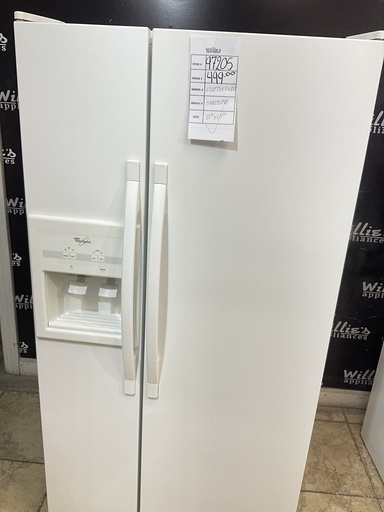 [97205] Whirlpool Used Refrigerator Side by Side 32 1/2” x 65 1/2” (White) 