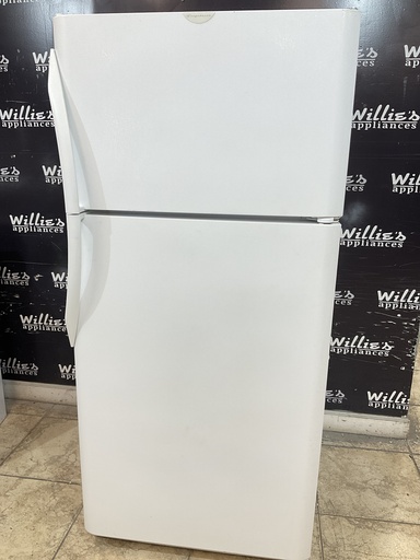 [97255] Frigidaire Used Refrigerator Top and Bottom 30x65 1/2” (White) 