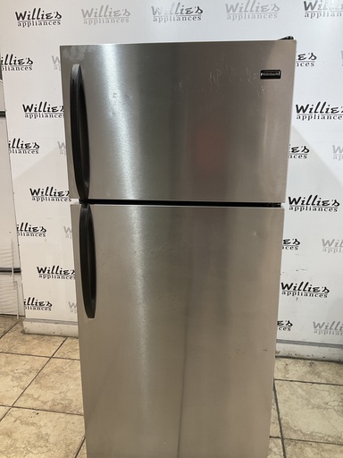 [97251] Frigidaire Used Refrigerator Top and Bottom 28x64 1/2’ (Stainless Steel)