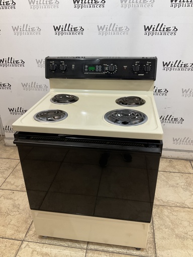 [97266] Hotpoint Used Electric Stove 220volts (40/50 AMP) 30inches {no cord} (Bisque/Black)