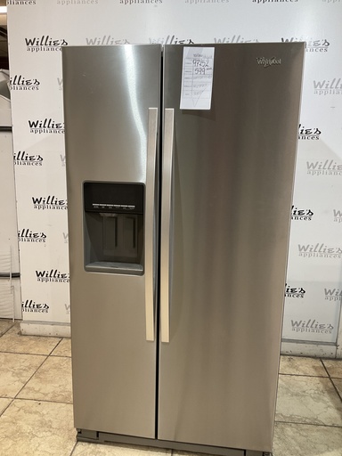 [97252] Whirlpool Used Refrigerator Side by Side 36x68 1/2” (Stainless Steel)