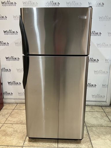 [97301] Frigidaire Used Refrigerator Top and Bottom 30x65 1/2” (Stainless Steel)