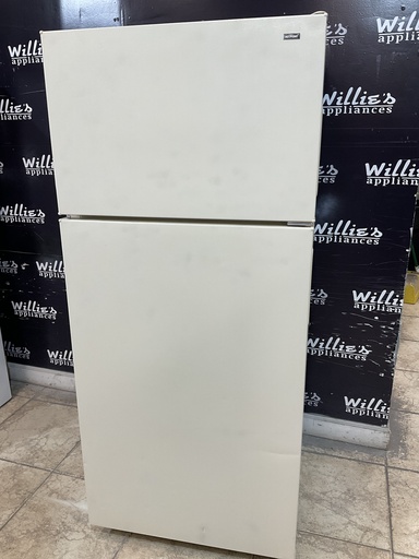 [97358] Hotpoint Used Refrigerator Top and Bottom 28x64 1/2” (Bisque) 