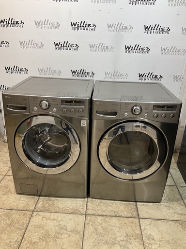 [97310] Lg Used Electric Set Washer/Dryer Front-load 220volts (30 AMP) 27inches {4 prong} (Grey)
