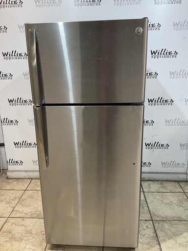 [97313] Ge Used Refrigerator Top and Bottom 28x64 1/2” (Stainless Steel) 