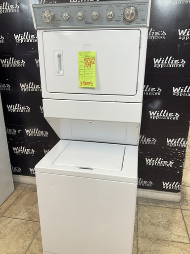 [97322] Whirlpool Used Electric Unit Stackable 220volts(30 AMP) 27x72 1/2” {3 prong} (White)