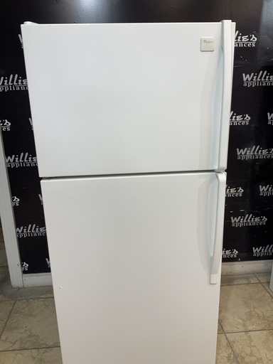 [97354] Whirlpool Used Refrigerator Top and Bottom 30x65 1/2” (White)