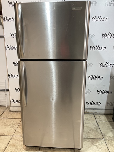 [97372] Frigidaire Used Refrigerator Top and Bottom 30x68 1/2” (Stainless Steel) 