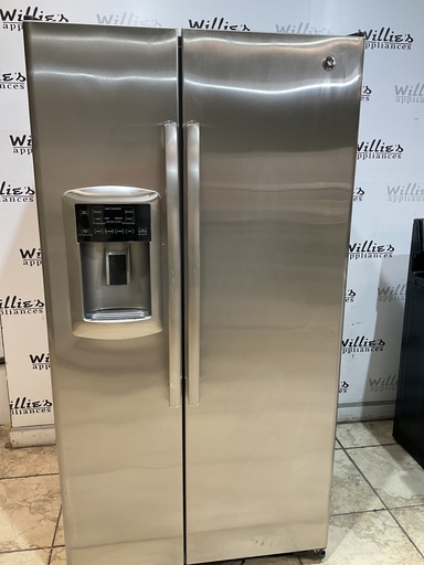 [97394] Ge Used Refrigerator Side by Side Counter Depth 36x69 (Stainless Steel)