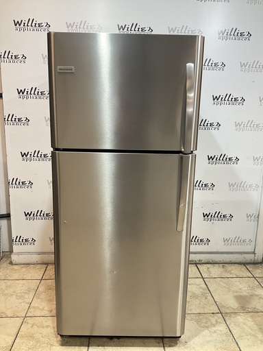 [97381] Frigidaire Used Refrigerator Top and Bottom 30x68 1/2” (Stainless Steel) 