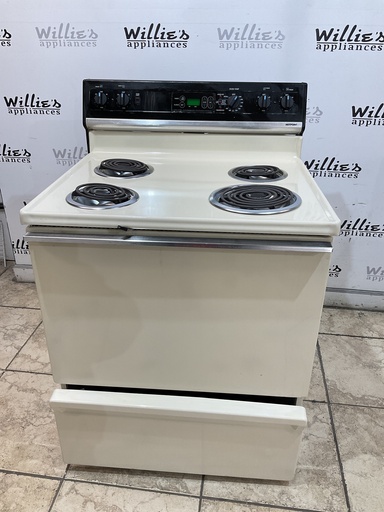 [97429] Hotpoint Used Electric Stove 220volts (40/50 AMP) 30inches {no cord} (Bisque/Black)