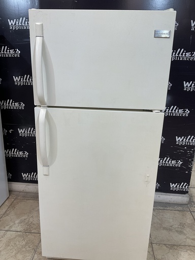 [97456] Frigidaire Used Refrigerator Top and Bottom 28x64 1/2” (Bisque)