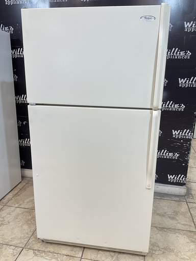 [97455] Whirlpool Used Refrigerator Top and Bottom 33x65 1/2” (Bisque)
