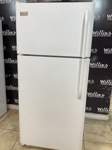 [97463] Frigidaire Used Refrigerator Top and Bottom 30x65 1/2” (White) 