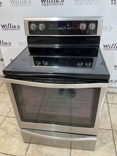 [97481] Whirlpool Used Electric Stove 220volts (40/50 AMP) 30inches {no cord} (Stainless Steel)