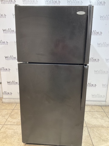 [97505] Whirlpool Used Refrigerator Top and Bottom 30x65 1/2” (Bkack) 