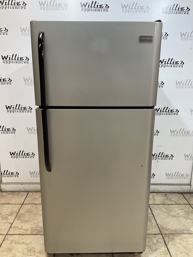 [97504] Frigidaire Used Refrigerator Top and Bottom 30x65 1/2” (Stainless Steel) 