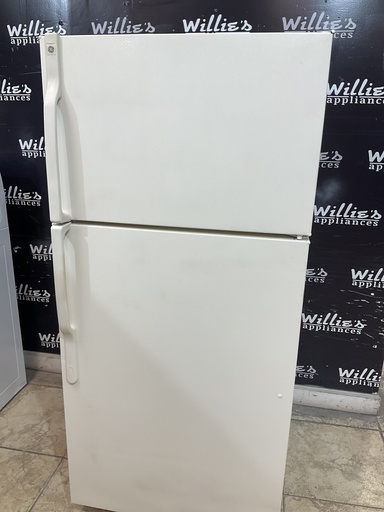 [97525] Ge Used Refrigerator Top and Bottom 28x61 1/2" (Bisque) 