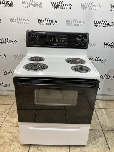 [97598] Frigidaire Used Electric Stove 220volts (40/50 AMP) 30inches {no cord} (White/ Black) 