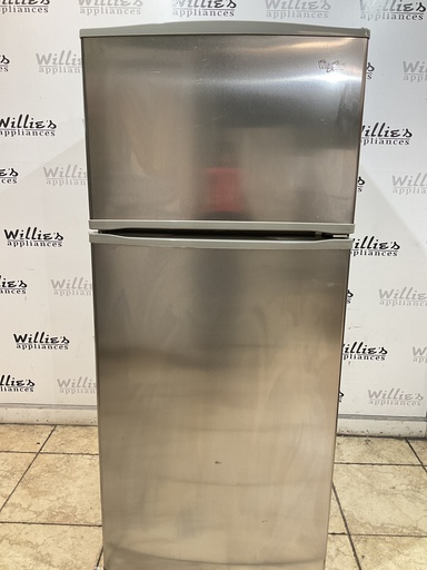 [97613] Whirlpool Used Refrigerator Top and Bottom 28x66 1/2” (Stainless Steel) 