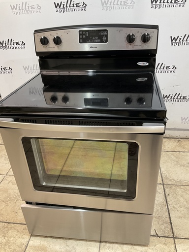 [97591] Amana Used Electric Stove 220volts (40/50 AMP) 30inches {4 prong} (Stainless Steel) 