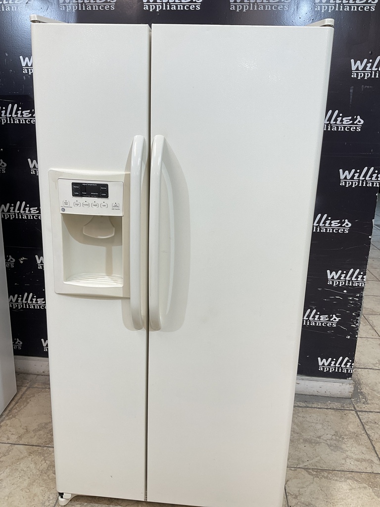 Ge Used Refrigerator Side by Side 34x66 1/2” (Bisque) 