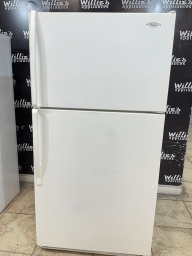 [97621] Whirlpool Used Refrigerator Top and Bottom 33x65 1/2” (White) 