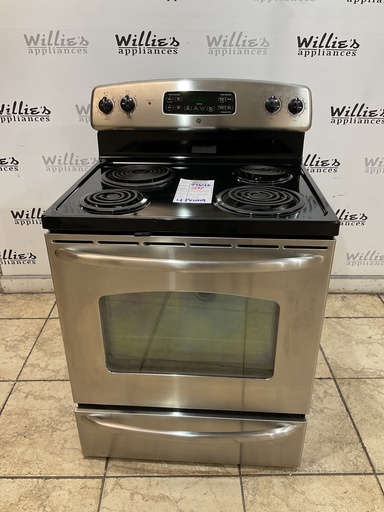 [97646] Ge Used Electric Stove 220volts (40/50 AMP) 30inches {4 prong} (Stainless Steel) 