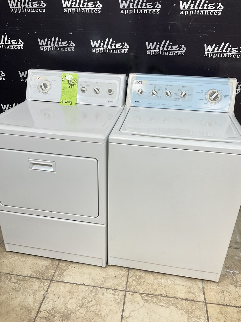 Kenmore Used Electric Set Washer/Dryer 220volts (30 AMP) 27inches {3 prong} (White) 