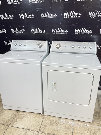 [97683] Whirlpool Used Natural Gas Set Washer/Dryer 27/29inches (White) 