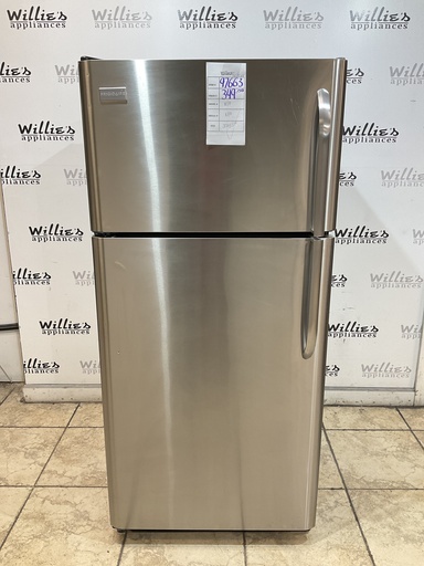 [97663] Frigidaire Used Refrigerator Top and Bottom 30x65 1/2” (Stainless Steel)