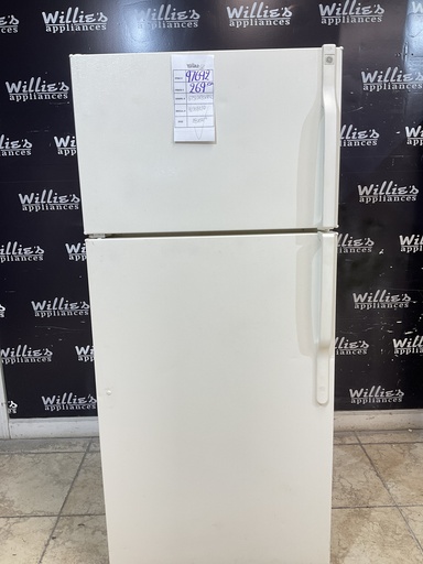 [97692] Ge Used Refrigerator Top and Bottom 28x64 1/2” (Bisque) 