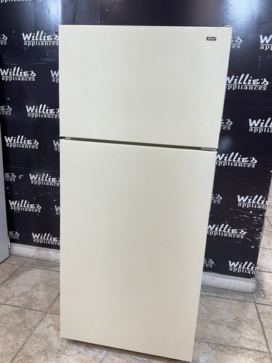 [97538] Hotpoint Used Refrigerator Top and Bottom 28x64 1/2” (Bisque) 