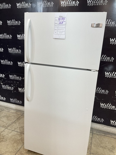 [97718] Frigidaire Used Refrigerator Top and Bottom 30x65 1/2” 
