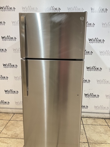 [97723] Ge Used Refrigerator Top and Bottom 28x66 1/2” (Stainless Steel) 
