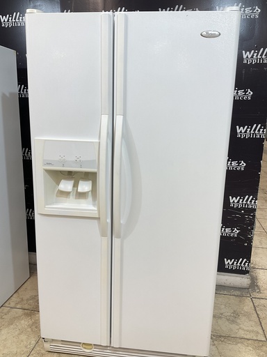 [97738] Whirlpool Used Refrigerator Side by Side 36x68 1/2” (White) 