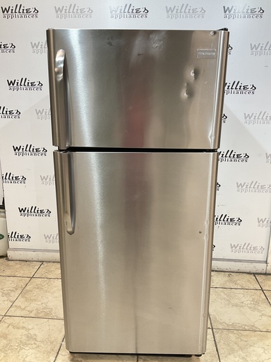 [97748] Frigidaire Used Refrigerator Top and Bottom 30x65 1/2” (Stainless Steel) 