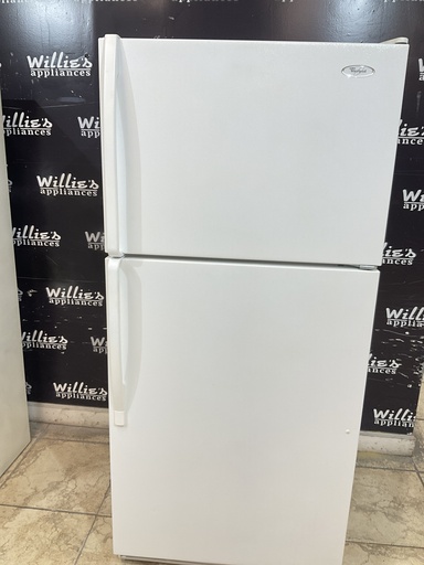 [97755] Whirlpool Used Refrigerator Top and Bottom 30x65 1/2” (White) 