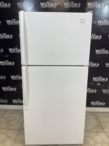 [97756] Whirlpool Used Refrigerator Top and Bottom 30x65 1/2” (White) 