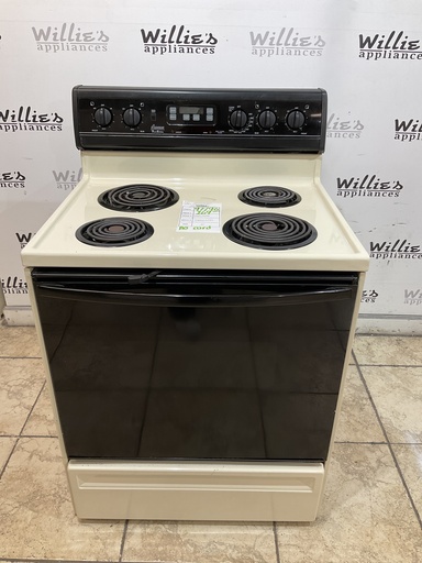[97796] Amana Used Electric Stove 220volts (40/50 AMP) 30inches {no cord} (Bisque/Black) 