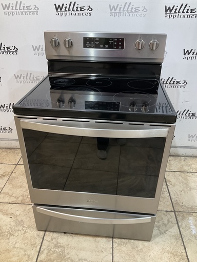 [97814] Whirlpool Used Electric Stove 220volts (40/50 AMP) 30inches {3 prong} (Stainless Steel) 