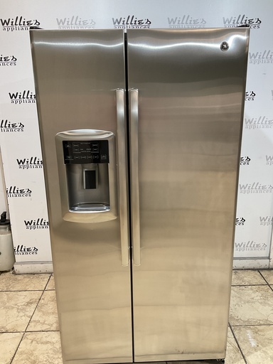 [97840] Ge Used Refrigerator Side by Side Counter Depth 36x69 (Stainless Steel) 