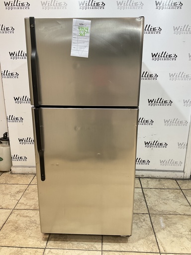 [97824] Ge Used Refrigerator Top and Bottom 30x66 1/2” (Stainless Steel) 