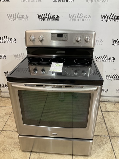 [97851] Maytag Used Electric Stove 220volts (40/50 AMP) 30inches {3 prong} (Stainless steel) 