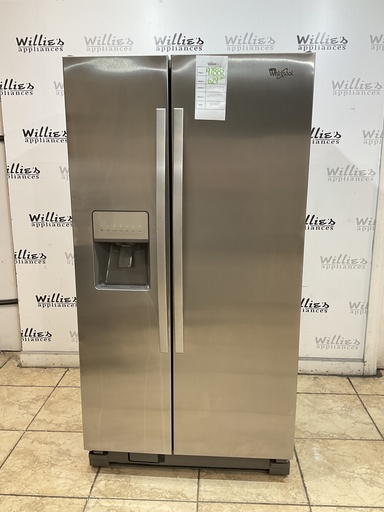 [97882] Whirlpool Used Refrigerator Side by Side 36x68 1/2” (Stainless Steel)